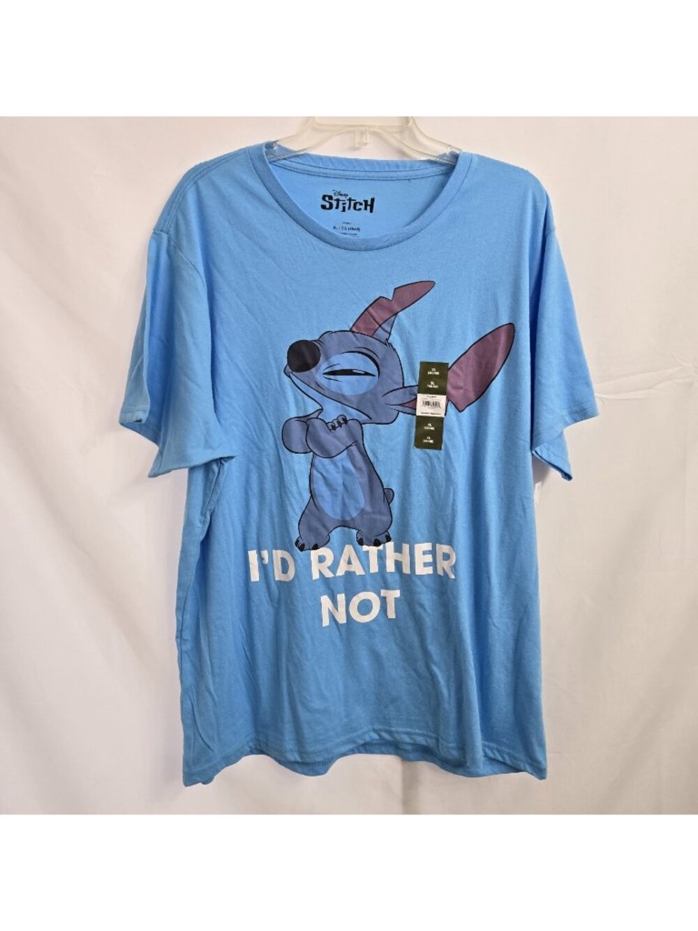 Lilo & Stitch Mens I'd Rather Not Graphic Short Sleeve Tee CG2 Blue Size XL NWT